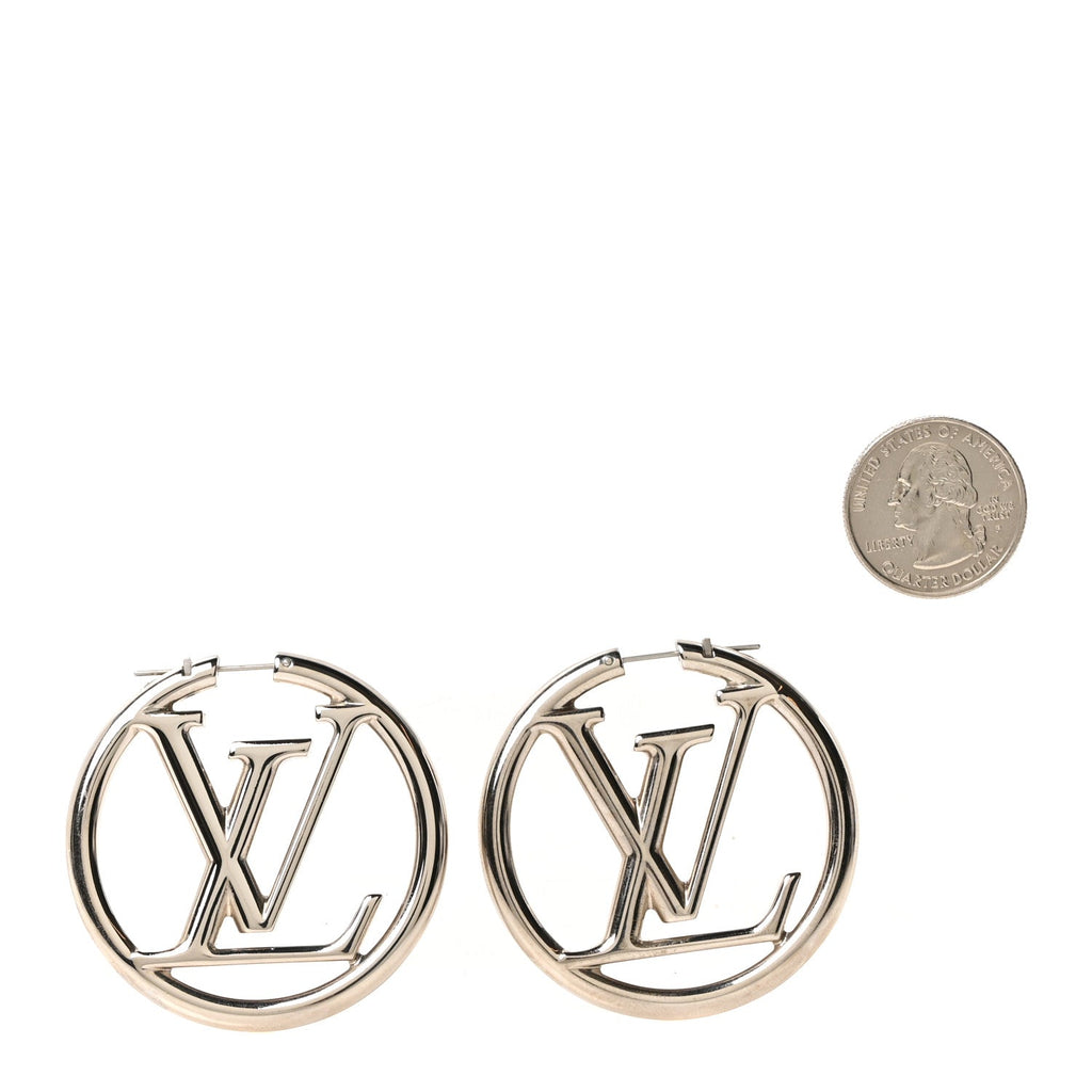 Louis Vuitton Palladium Louise Hoop Earrings Silver