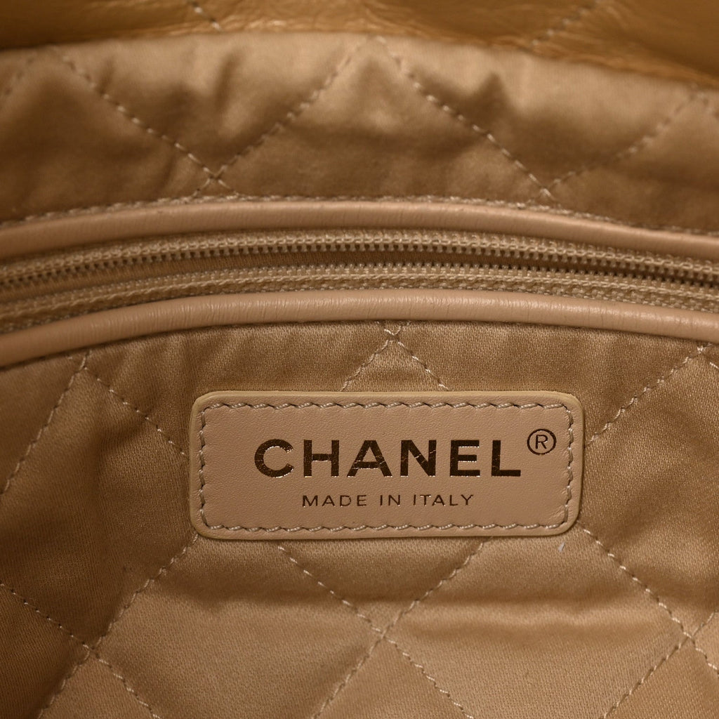 Chanel Metallic Calfskin Quilted Small Chanel 22 Light Gold