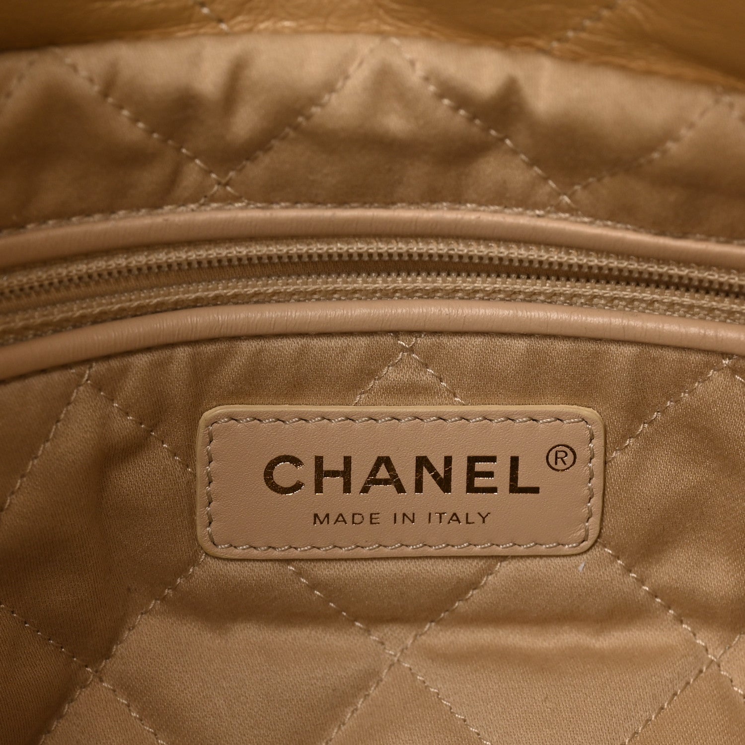 Chanel Metallic Calfskin Quilted Small Chanel 22 Light Gold