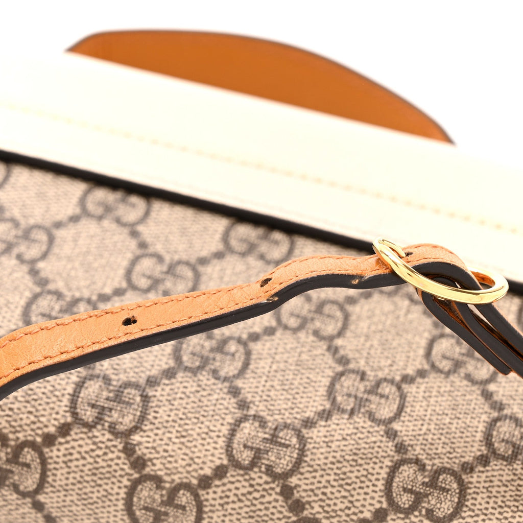 Gucci GG Supreme Monogram New Sakai Calfskin Mini Padlock Top Handle Shoulder Bag Beige Ebony Mystic White Sun Oil