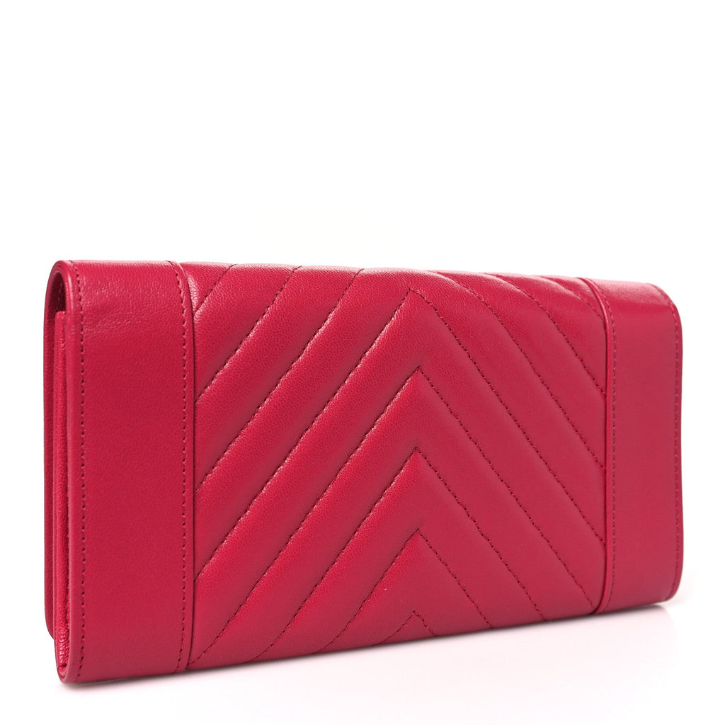 Chanel Sheepskin Chevron Quilted Mademoiselle Vintage Flap Wallet Pink