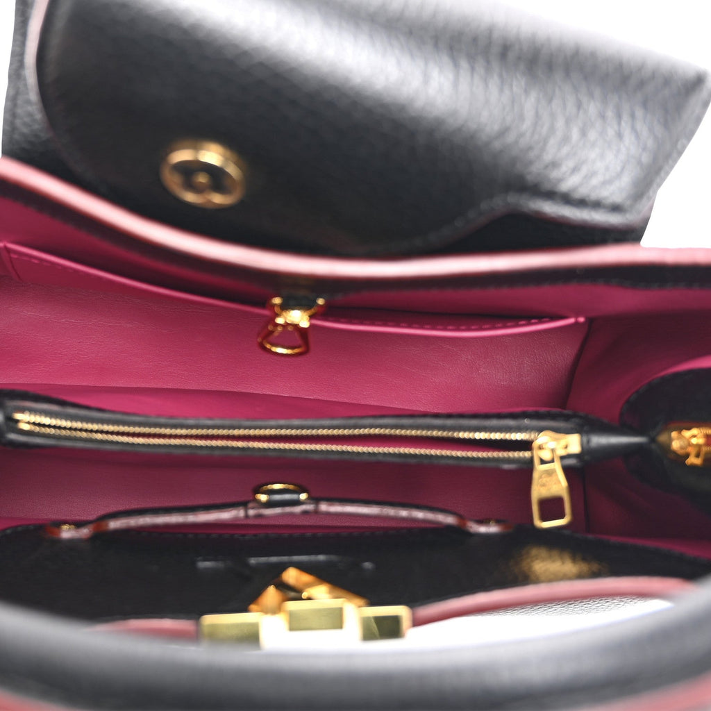 Louis Vuitton Taurillon Capucines MM Black Fuchsia