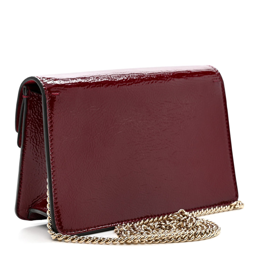 Gucci Crinkled Patent Mini Dionysus Shoulder Bag Rosso Ancora Red