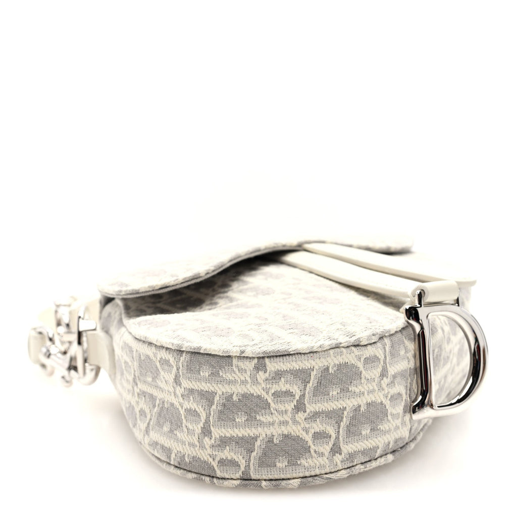 Christian Dior Oblique Mini Saddle Bag With Strap Latte Grey