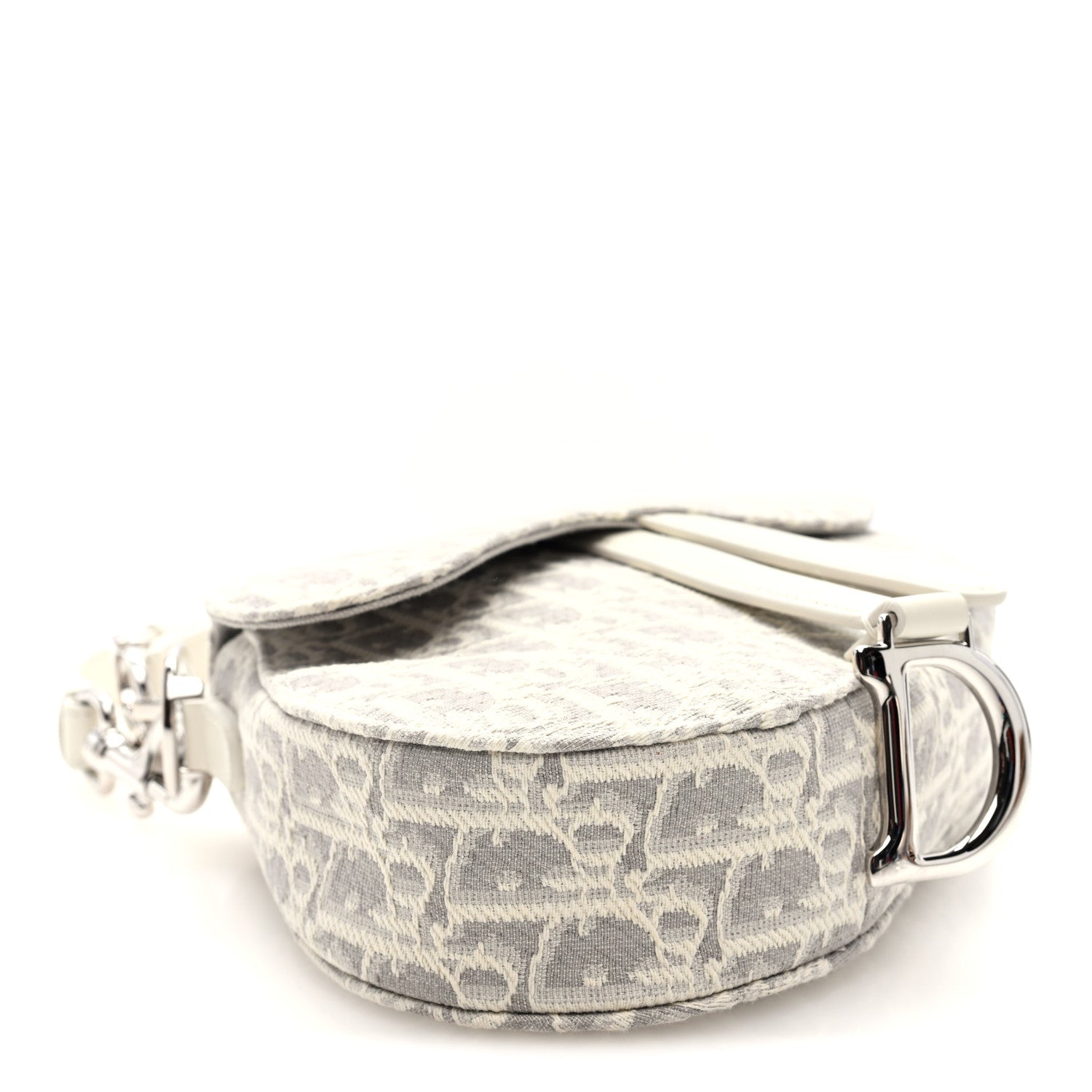 Christian Dior Oblique Mini Saddle Bag With Strap Latte Grey