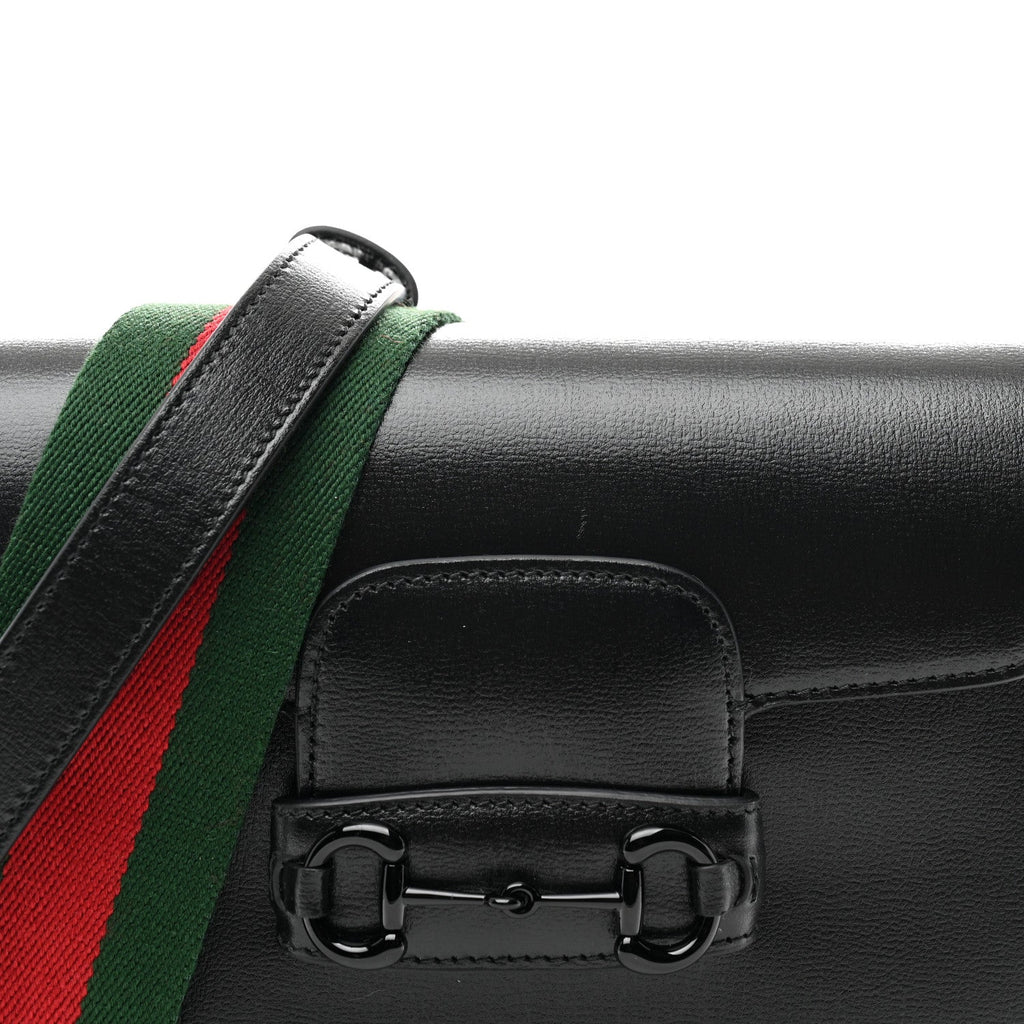 Gucci Azalea Calfskin Web Monochrome Small Horsebit 1955 Shoulder Bag Black