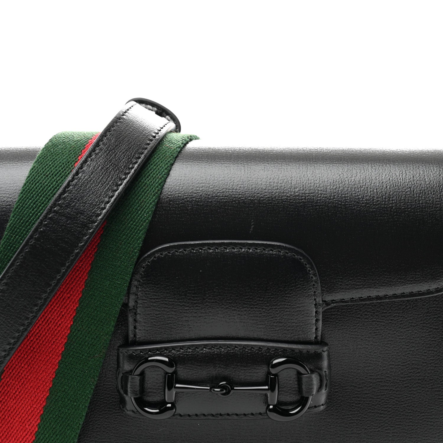 Gucci Azalea Calfskin Web Monochrome Small Horsebit 1955 Shoulder Bag Black