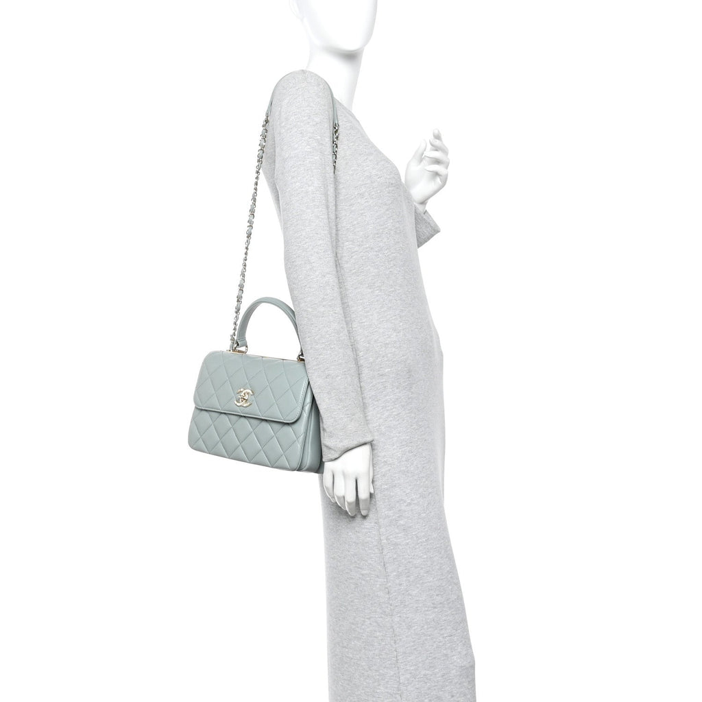 Chanel Lambskin Quilted Small Trendy CC Flap Dual Handle Bag Grey