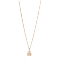 Metal Crystal Quilted Flap Bag Necklace Gold