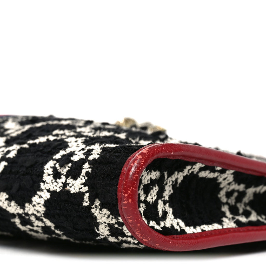 Gucci Tweed GG Monogram Large Rajah Chain Tote Romantic Cherry Black White