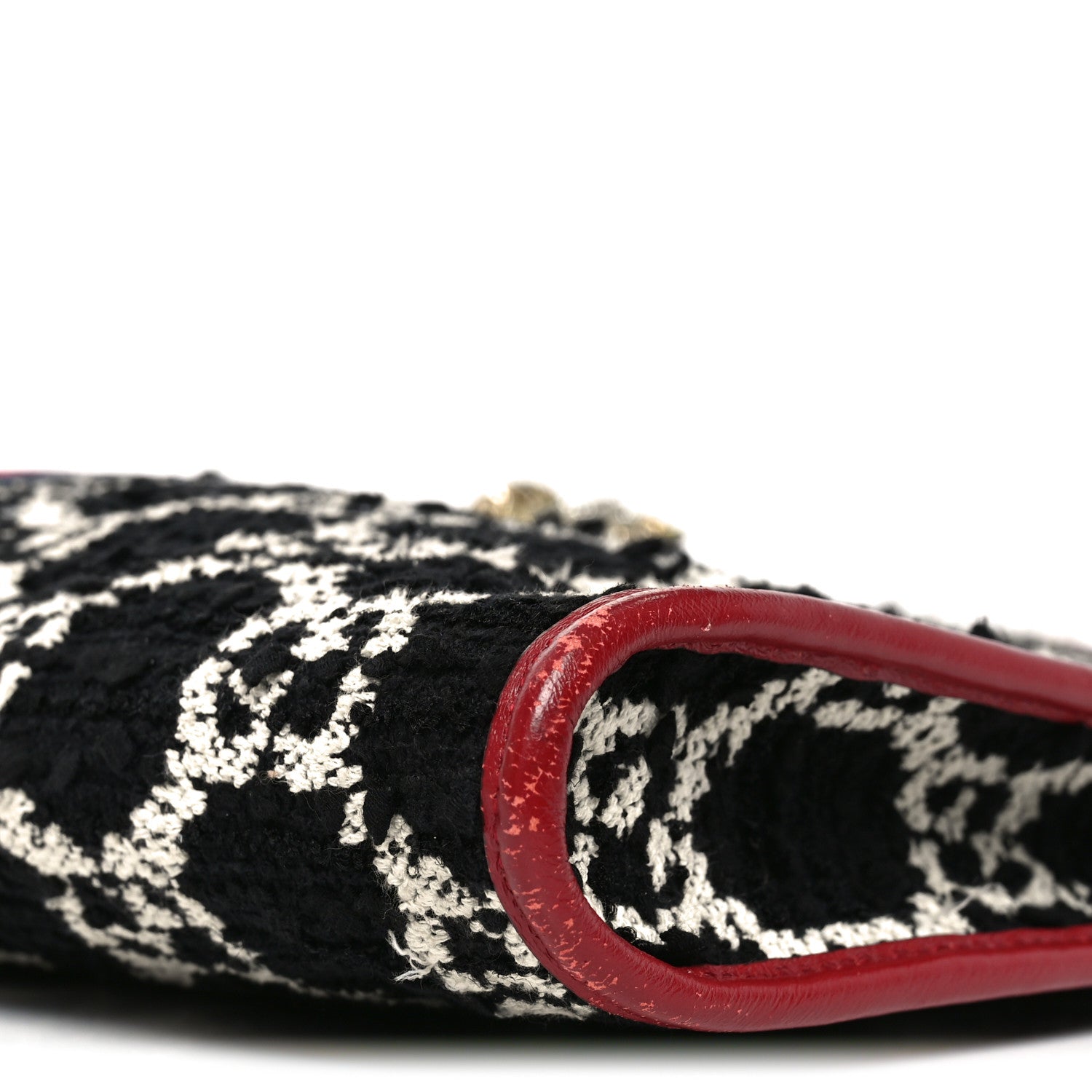 Gucci Tweed GG Monogram Large Rajah Chain Tote Romantic Cherry Black White