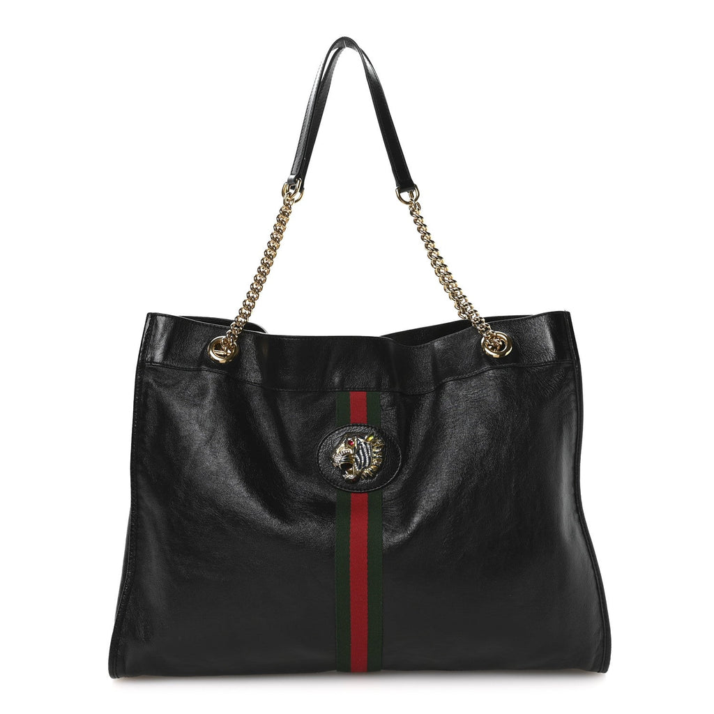 Gucci Calfskin Large Rajah Chain Tote Black
