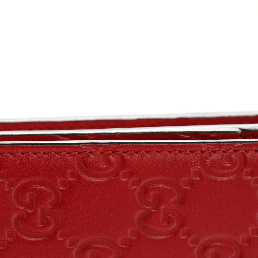 Gucci Guccissima Signature Bowy Chain Wallet Hibiscus Red