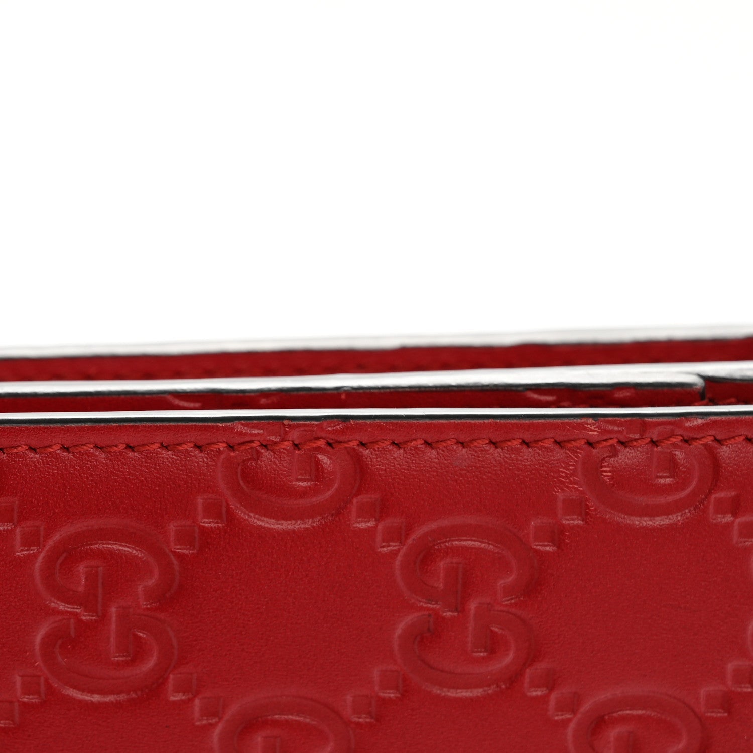 Gucci Guccissima Signature Bowy Chain Wallet Hibiscus Red