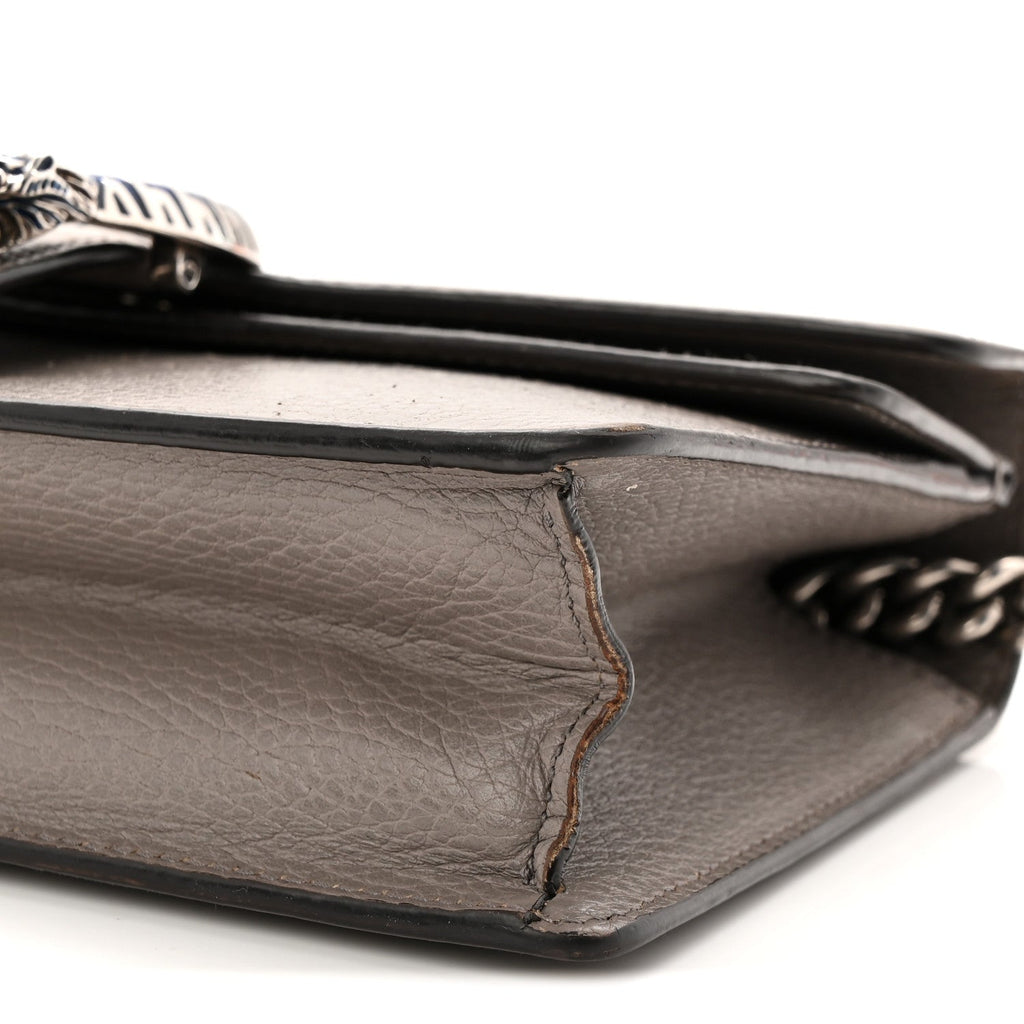 Gucci Dollar Calfskin Enamel Small Dionysus Shoulder Bag Dusty Grey Electric Blue