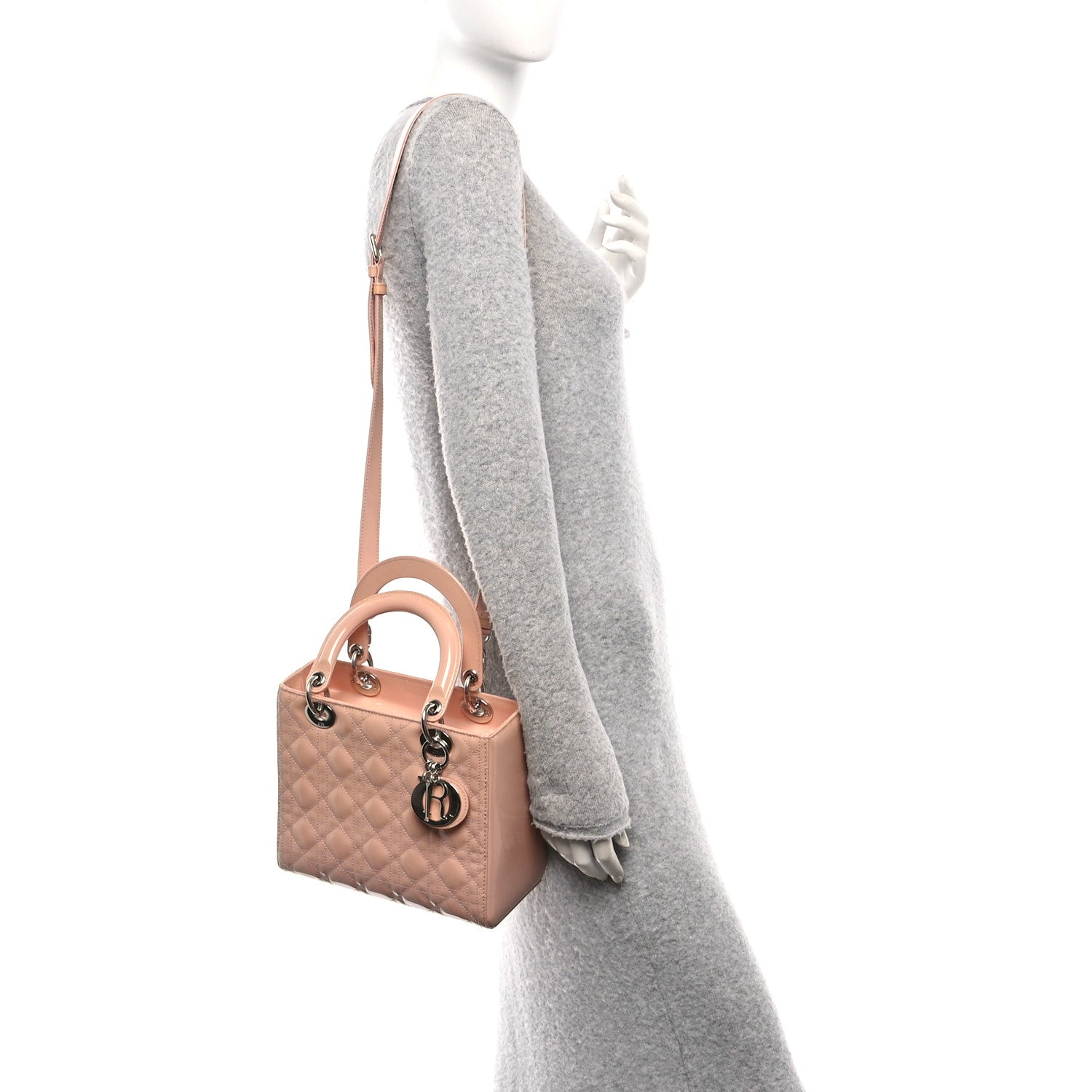 Christian Dior Patent Cannage Medium Lady Dior Light Pink