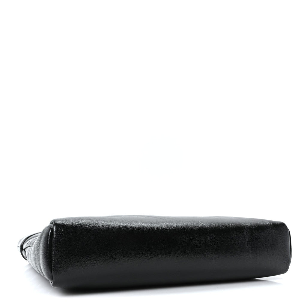 Chanel Shiny Crumpled Calfskin Quilted Mini 31 Shopping Bag Black