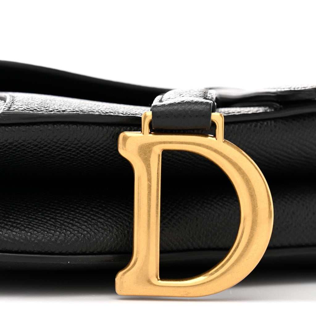 Christian Dior Grained Calfskin Mini Saddle Bag Black