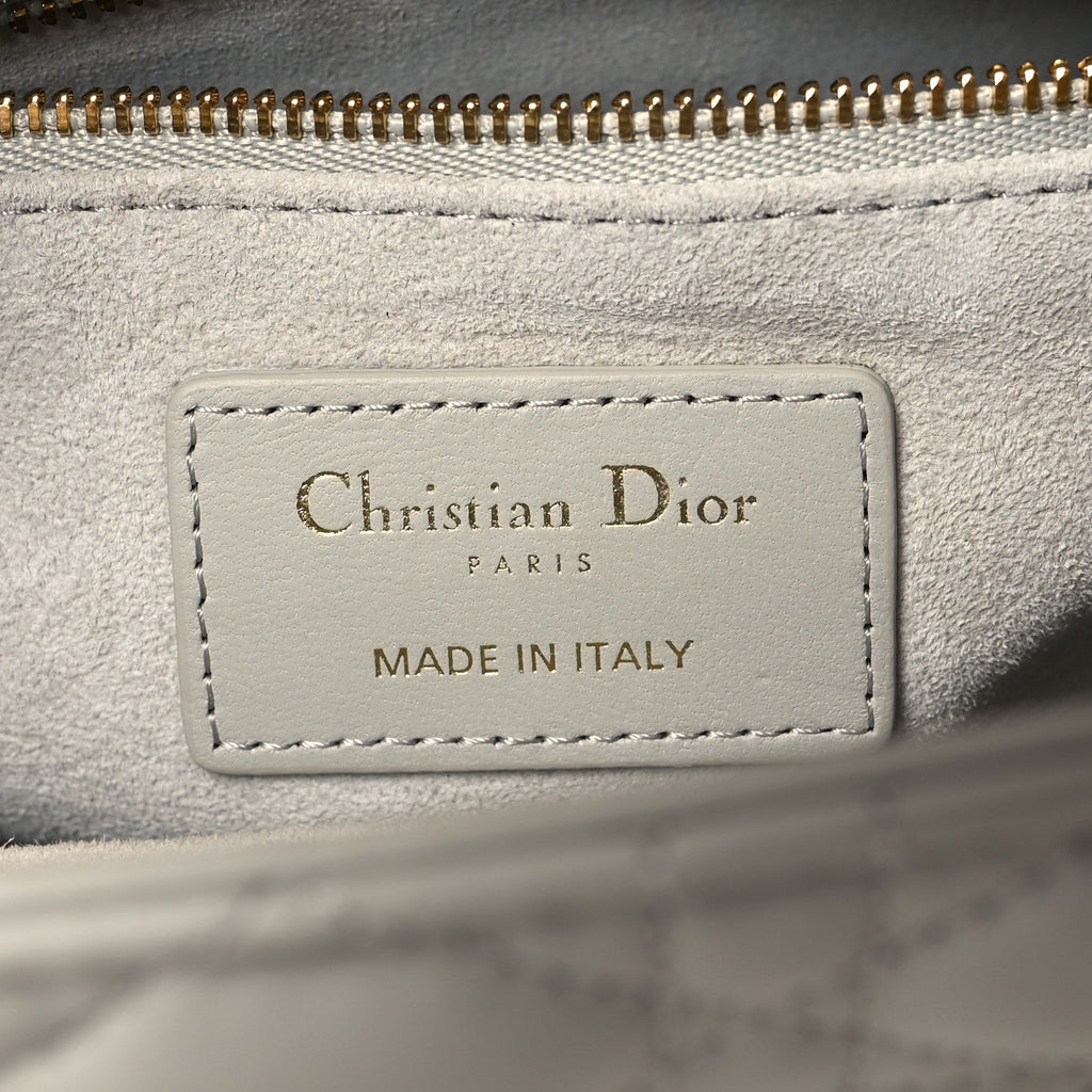 Christian Dior Lambskin Cannage Medium Lady Dior Grey