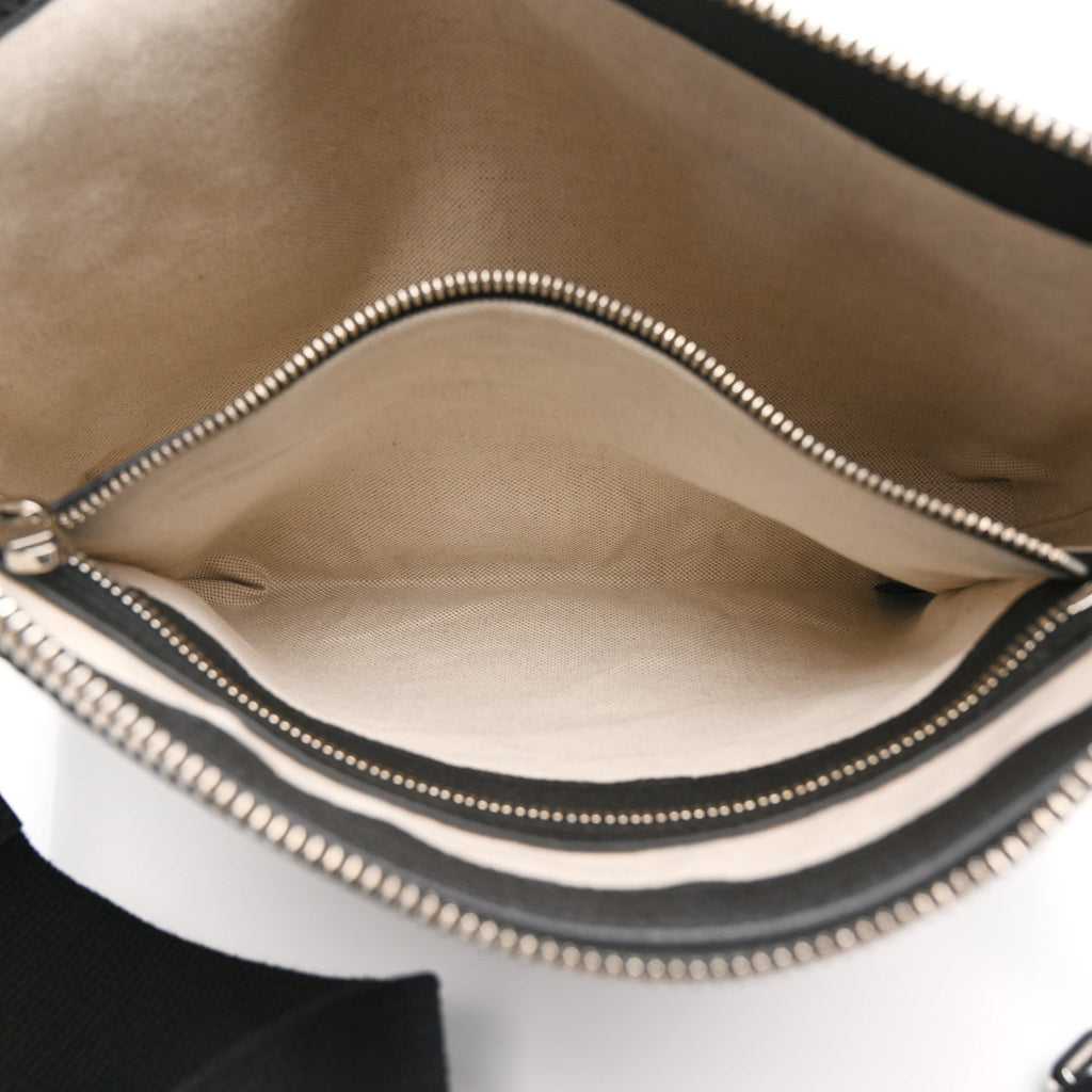 Gucci Piuma Calfskin Jumbo GG Embossed Medium Wristlet Messenger Bag Black