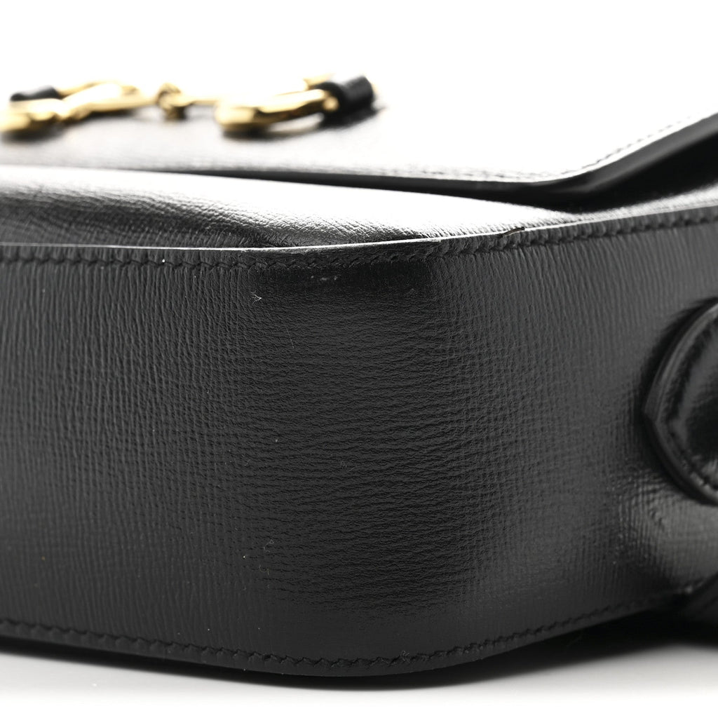 Gucci Textured Calfskin Small Horsebit 1955 Shoulder Bag Black