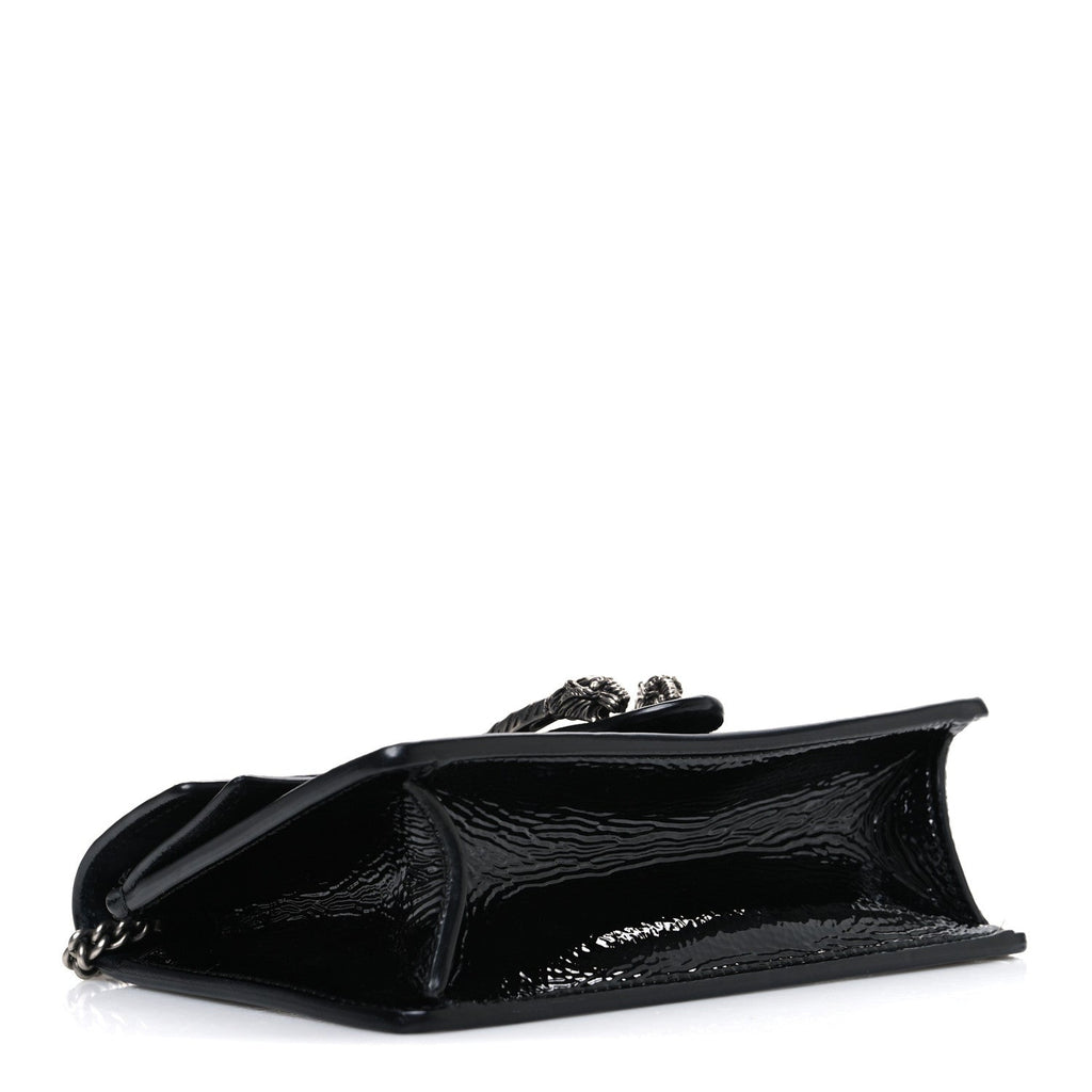 Gucci Crinkled Patent Mini Dionysus Shoulder Bag Black