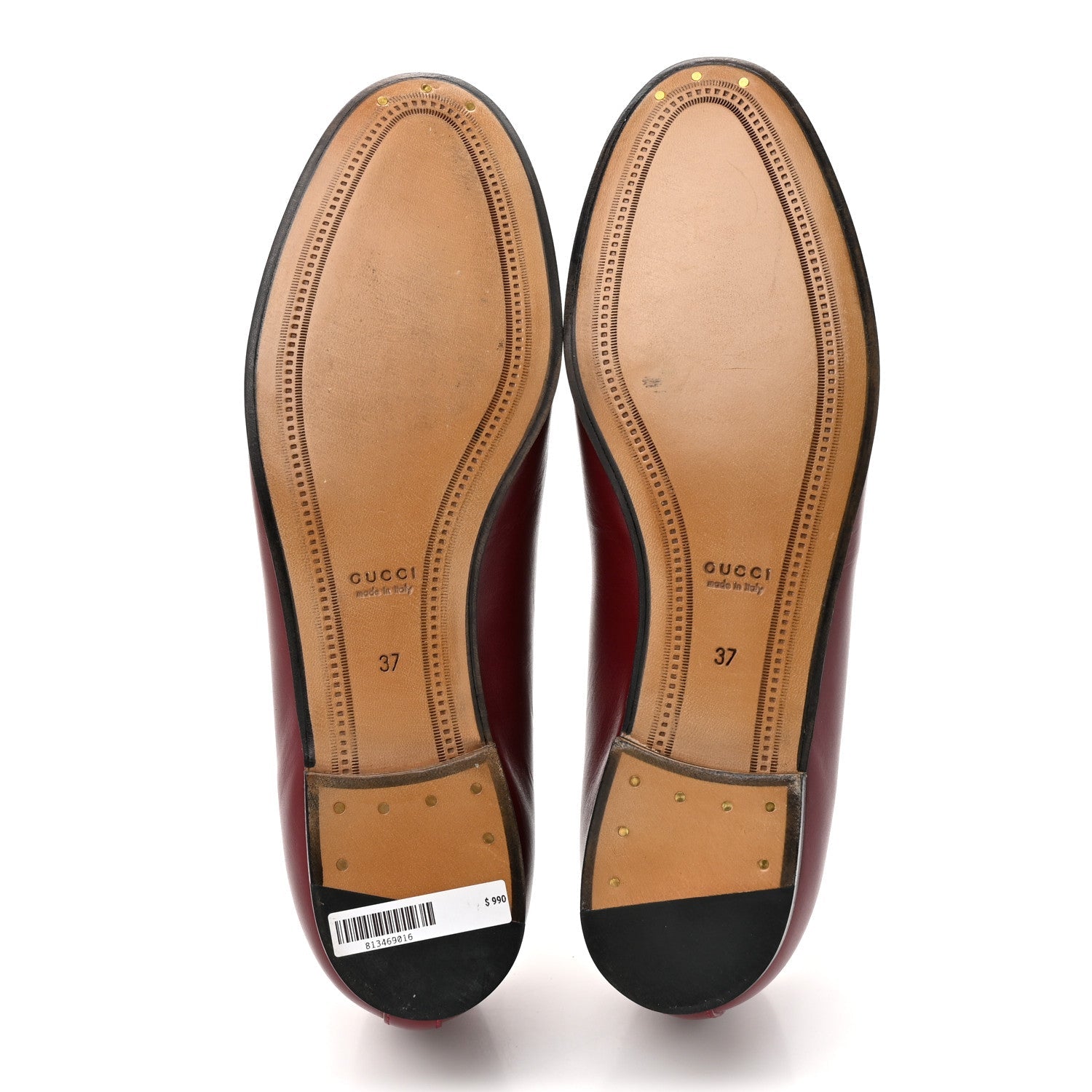 Gucci Betis Glamour Calfskin Womens Jordaan Loafers 37 Rosso Ancora