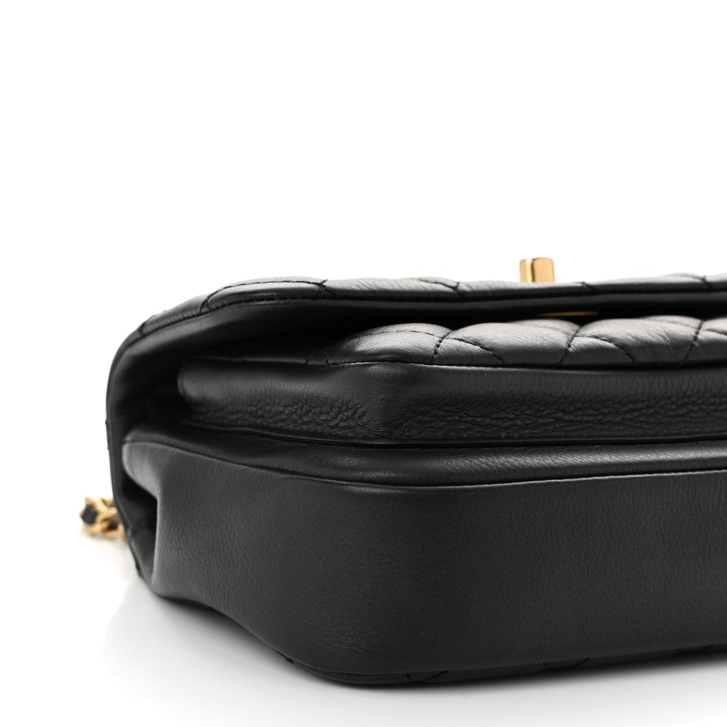 Chanel Calfskin Quilted Top Handle Flap Black