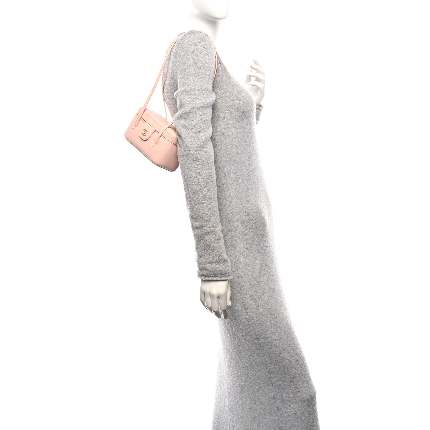 Chanel Shiny Caviar Preppy Coco Long Vanity With Strap Light Pink