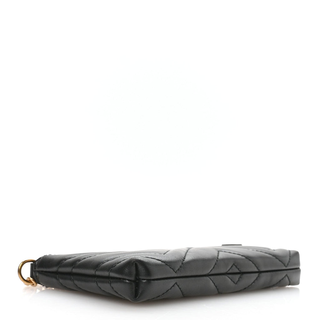 Gucci Calfskin Matelasse Mini GG Marmont Chain Bag Black