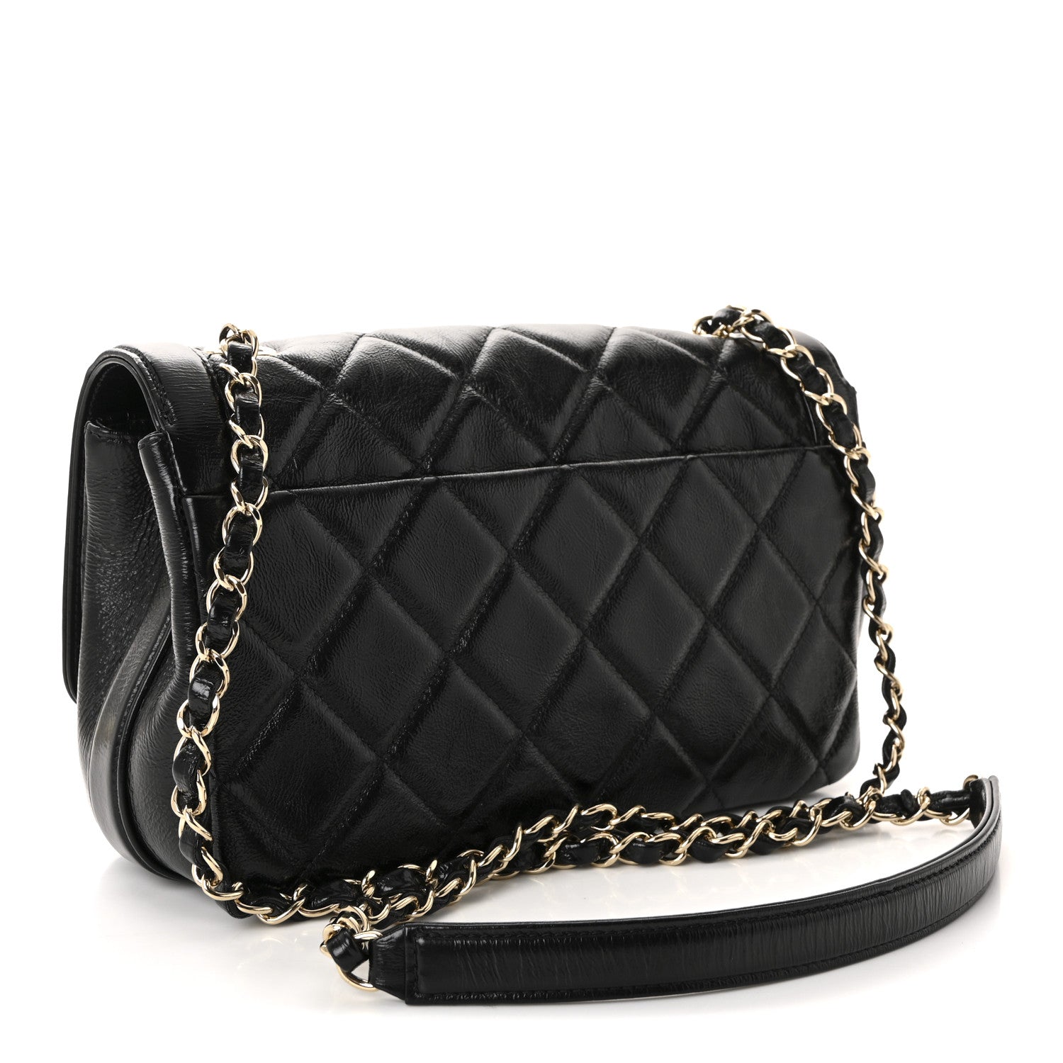 Chanel Crumpled Glazed Lambskin Quilted Small Flap Black