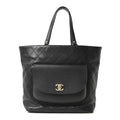 Chanel Sheepskin Caviar Quilted Medium Shopping Tote Black