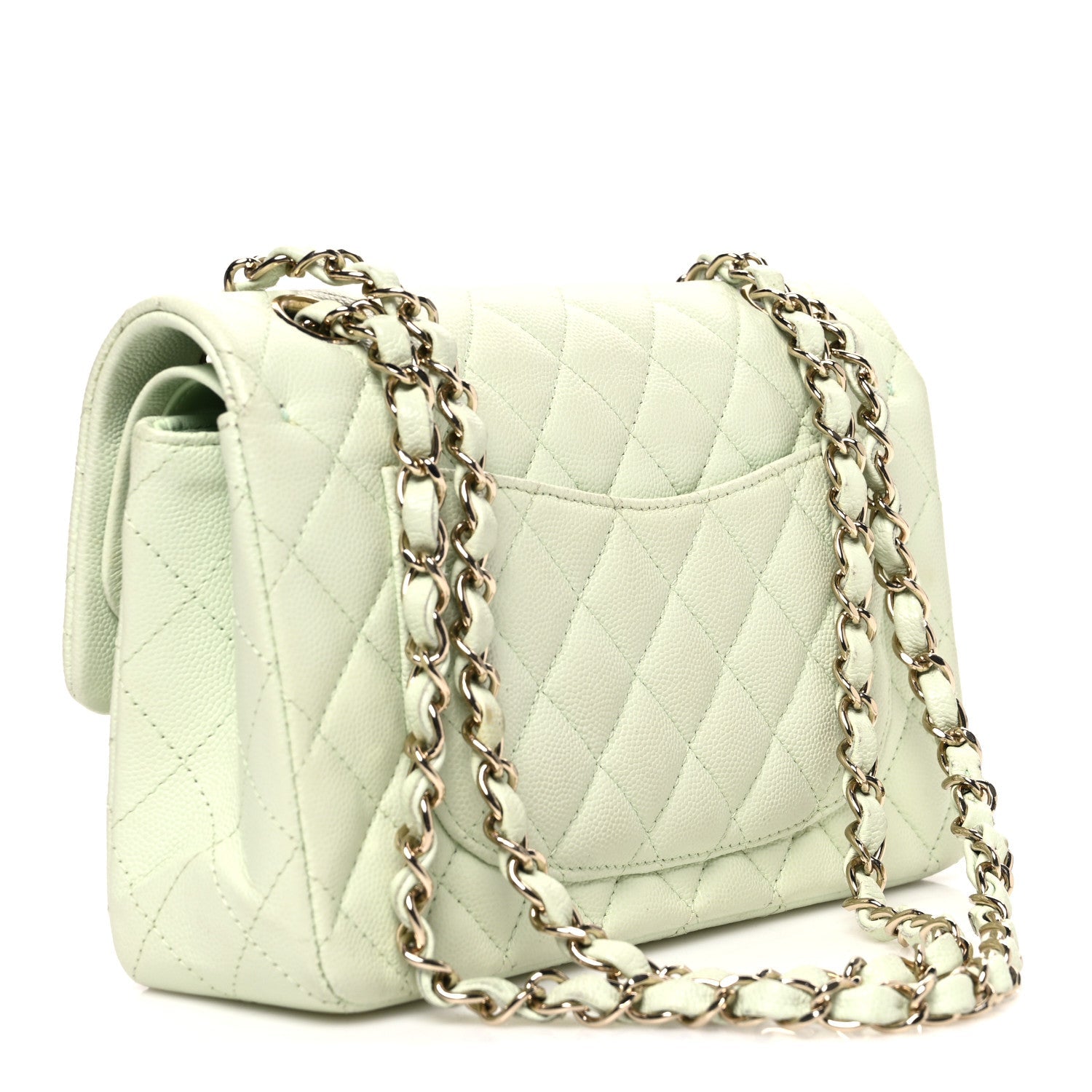 Chanel Caviar Quilted Small Double Flap Light Green