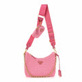 Prada Yarn Raffia Effect Crochet Re-Edition 2005 Shoulder Bag Petalo