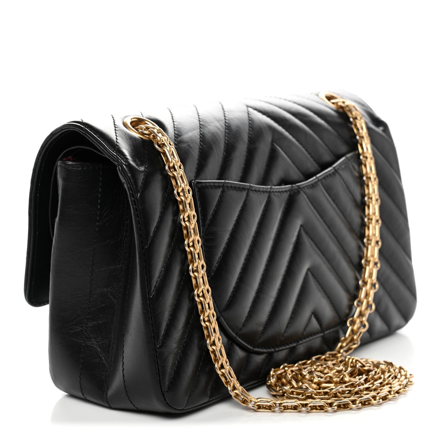 Chanel Aged Calfskin Chevron Quilted 2.55 Reissue 225 Flap Black