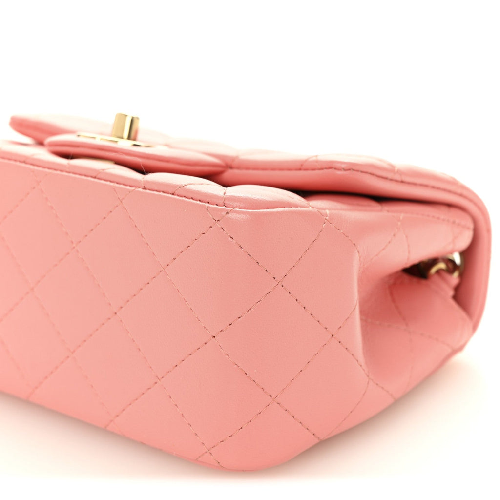 Chanel Lambskin Quilted Mini Square Flap Pink