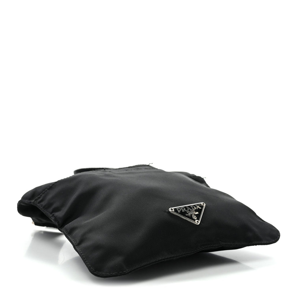 Prada Nylon Mini Flat Messenger Bag Black