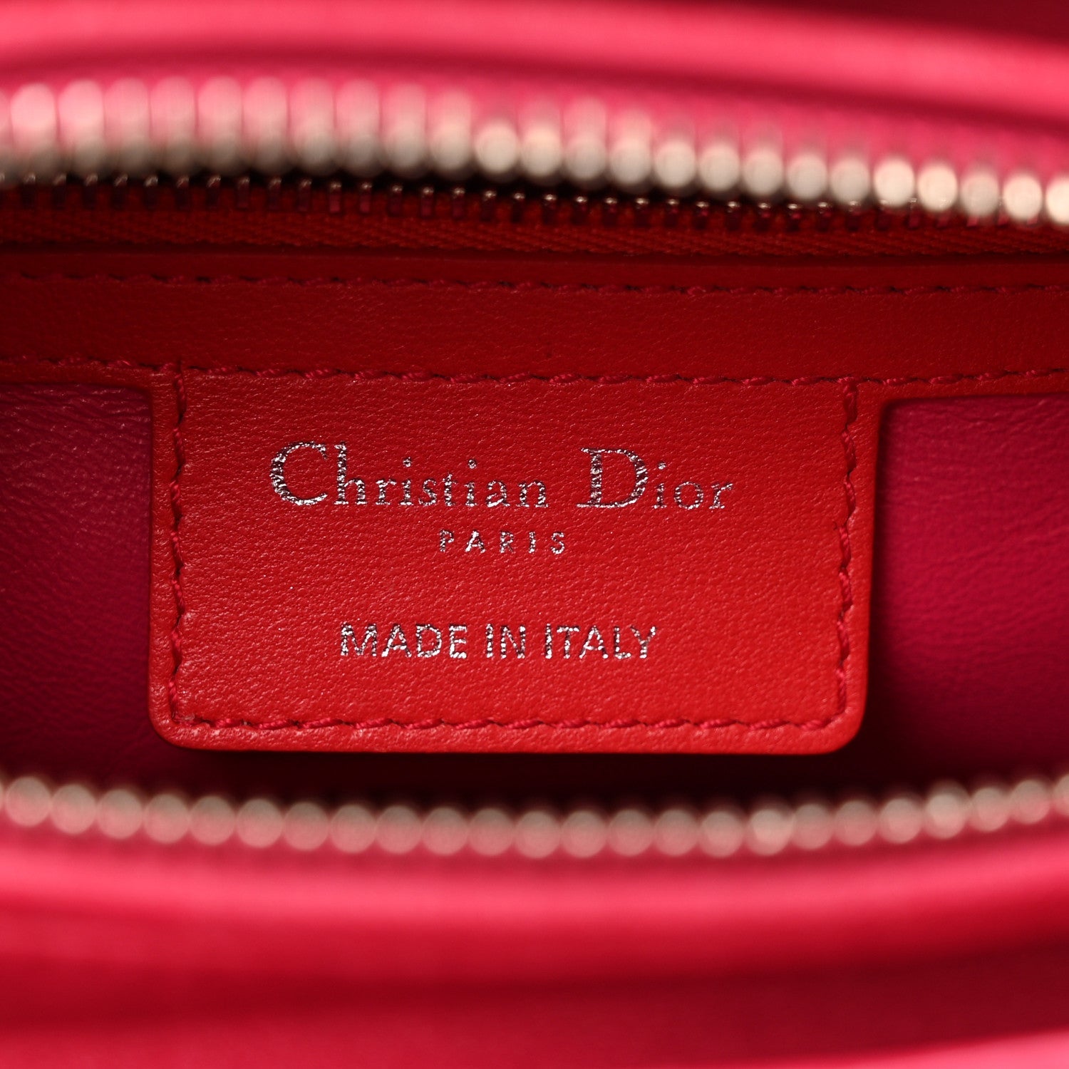 Christian Dior Lambskin Cannage Medium Bi-Color Lady Dior Orange Fuchsia