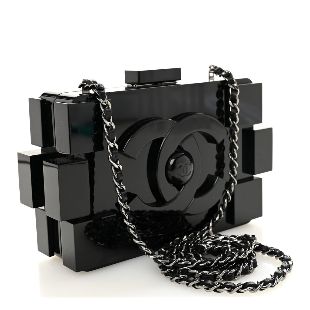 Chanel Plexiglass Barcode Boy Brick Lego Clutch Black