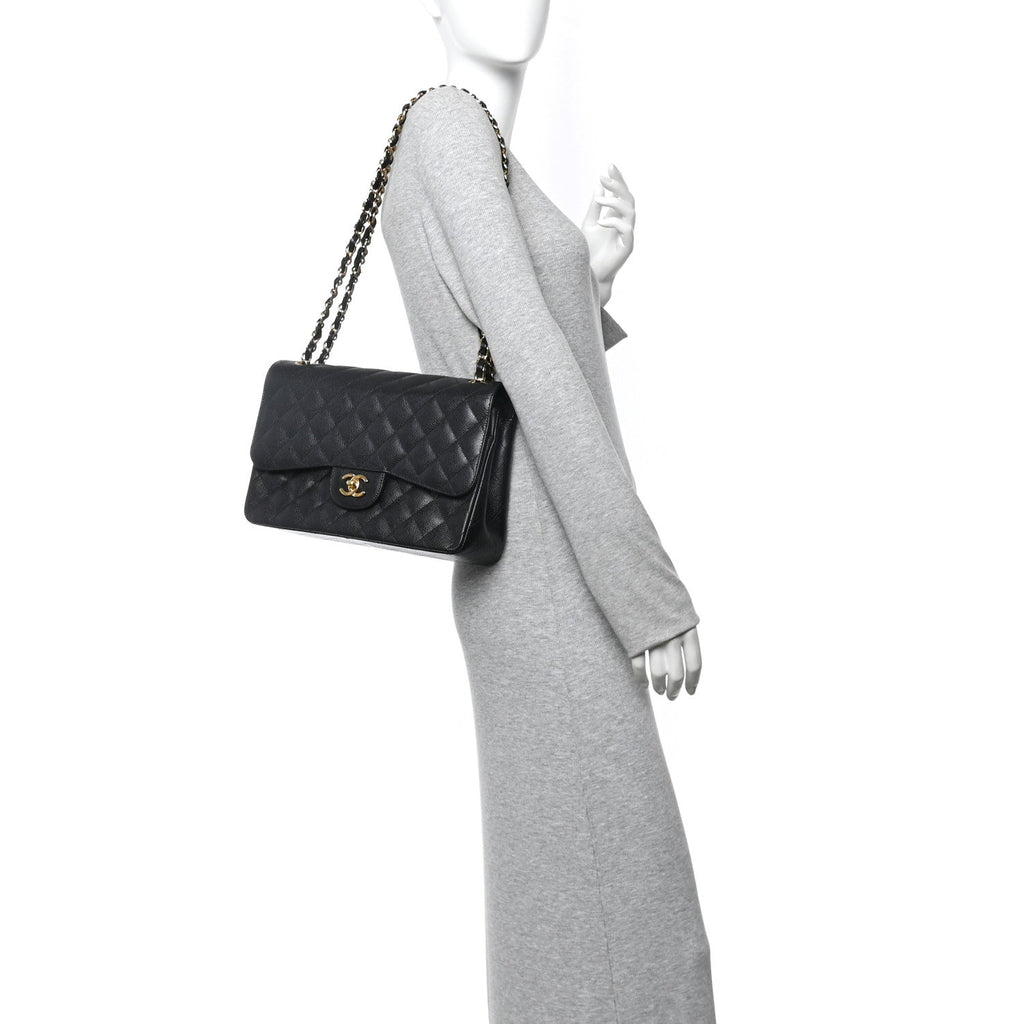 Chanel Caviar Quilted Jumbo Double Flap Black