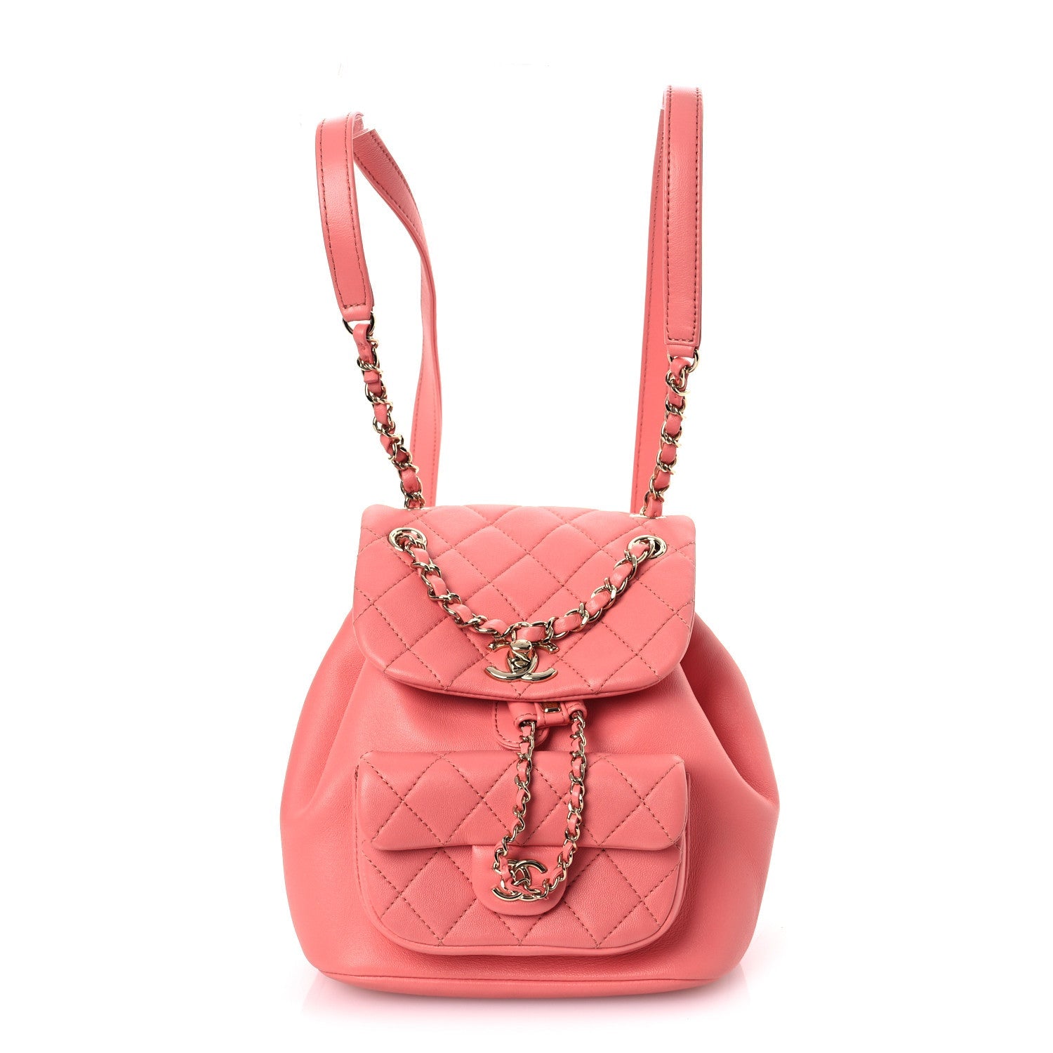 Chanel Lambskin Quilted Small Duma Drawstring Backpack Pink