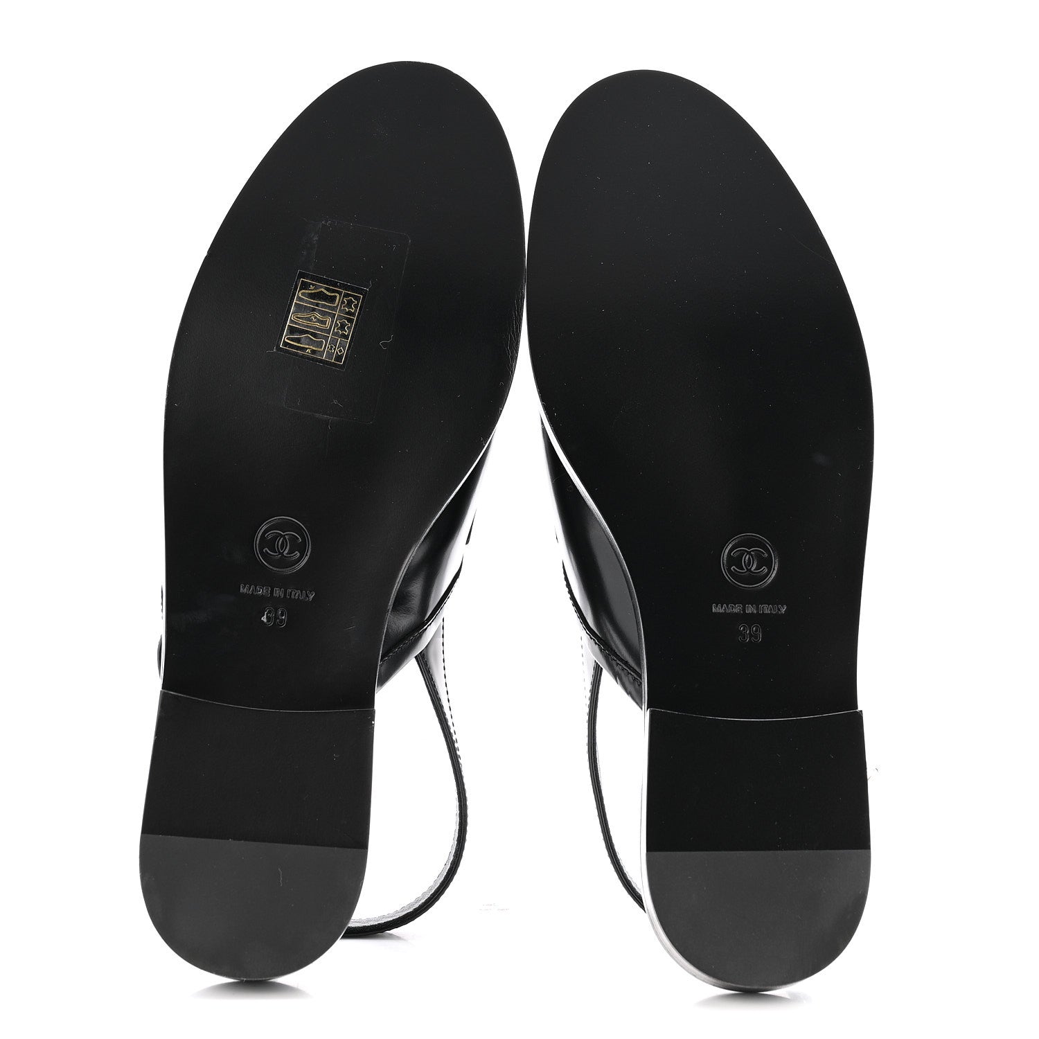 Chanel Shiny Calfskin Slingback Loafers 39 Black