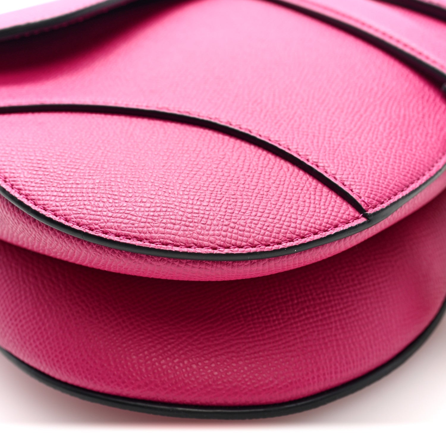 Christian Dior Grained Calfskin Saddle Bag With Strap Fuchsia