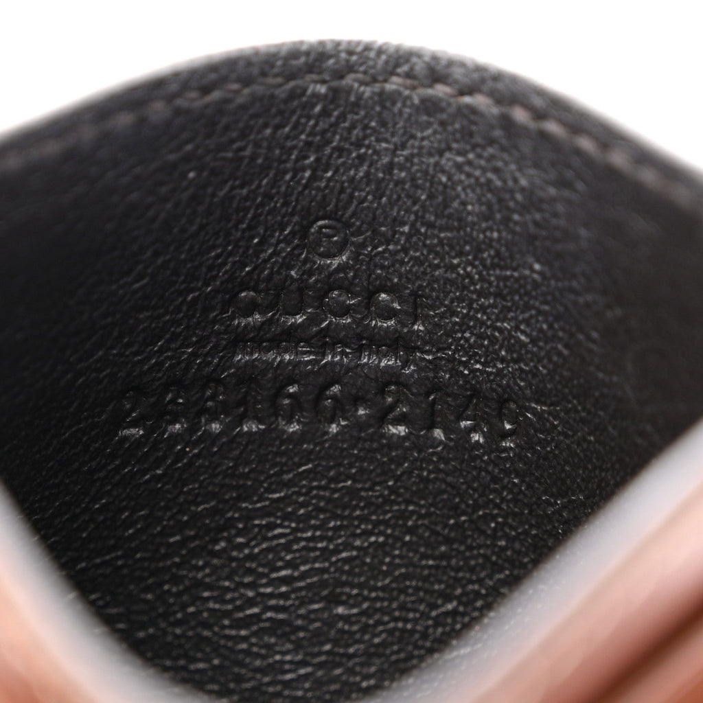 Gucci GG Supreme Monogram Calfskin Card Holder Beige Ebony Cuir