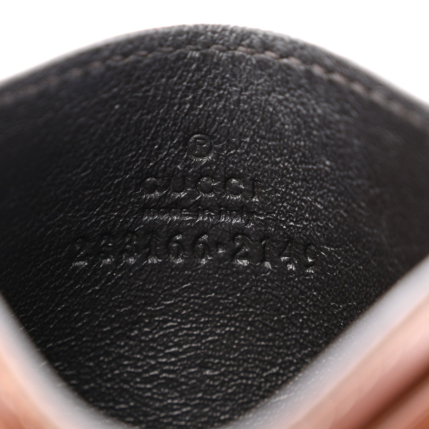 Gucci GG Supreme Monogram Calfskin Card Holder Beige Ebony Cuir