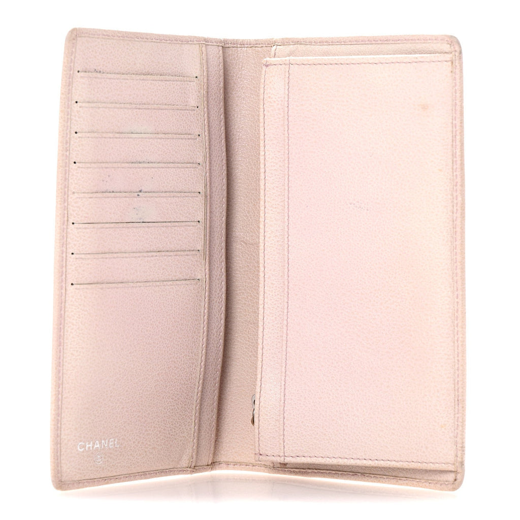 Goatskin Camellia Yen Wallet Pink