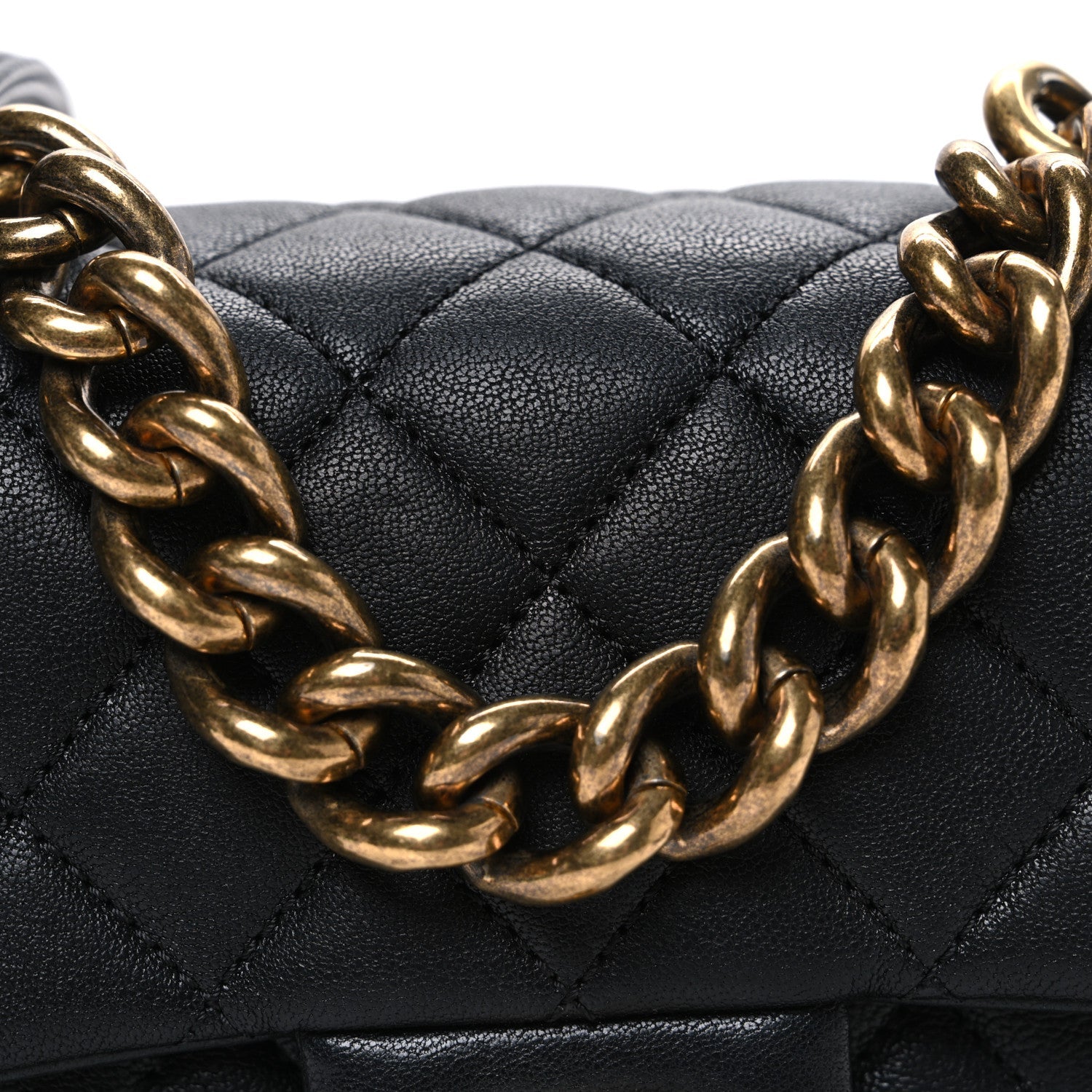 Chanel Shiny Sheepskin Quilted Mini Trapezio Flap Black