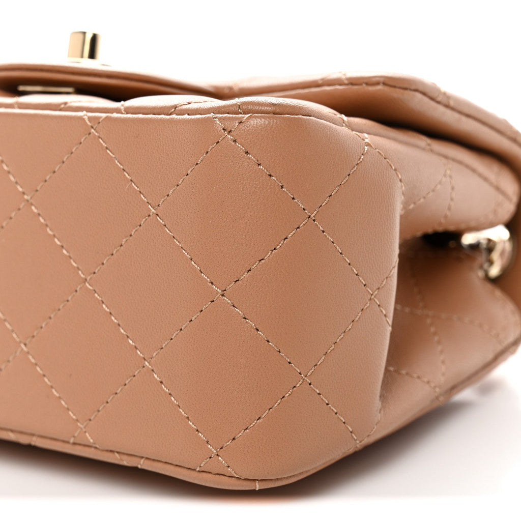 Chanel Lambskin Quilted Mini Square Flap Brown