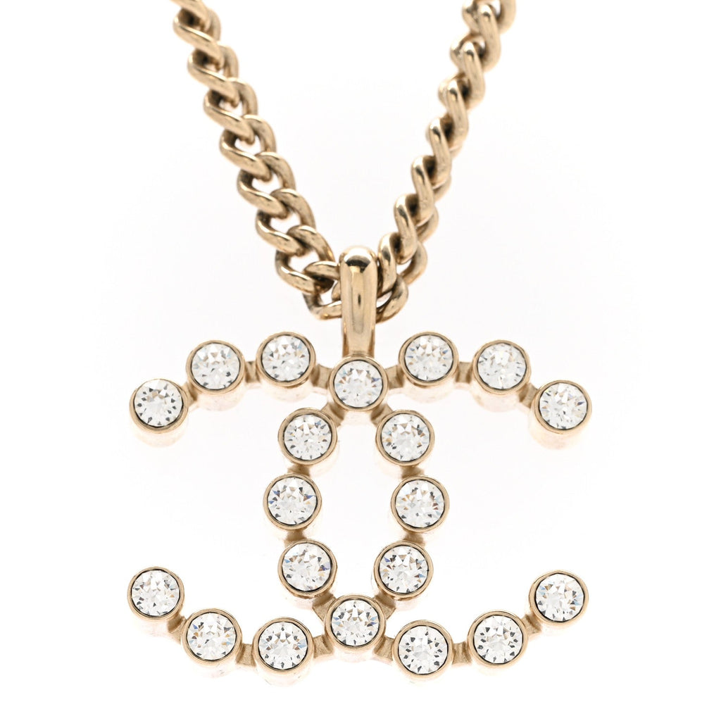 Crystal CC Pendant Necklace Gold