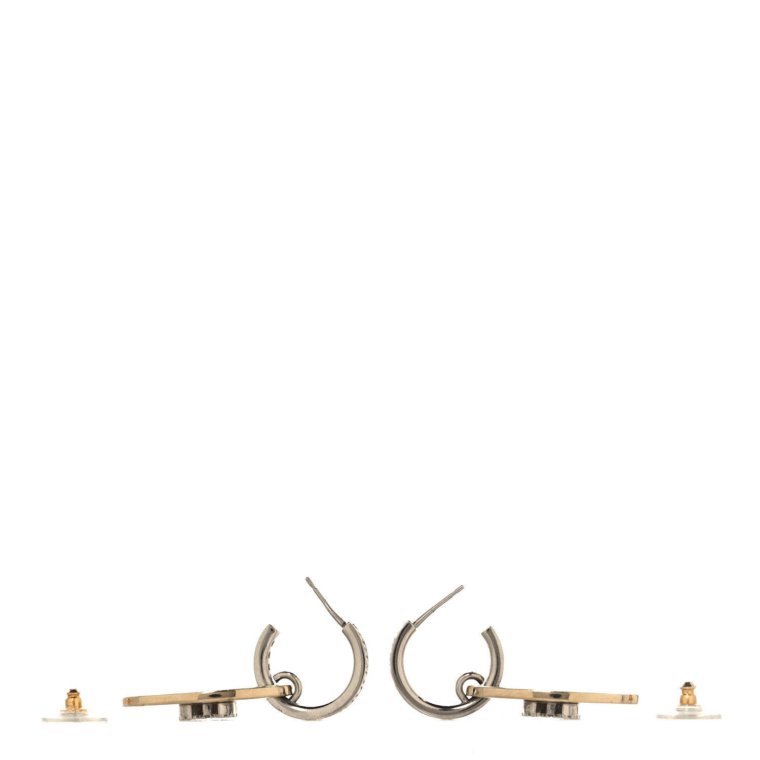 Crystal CC Tag Drop Earrings Gold